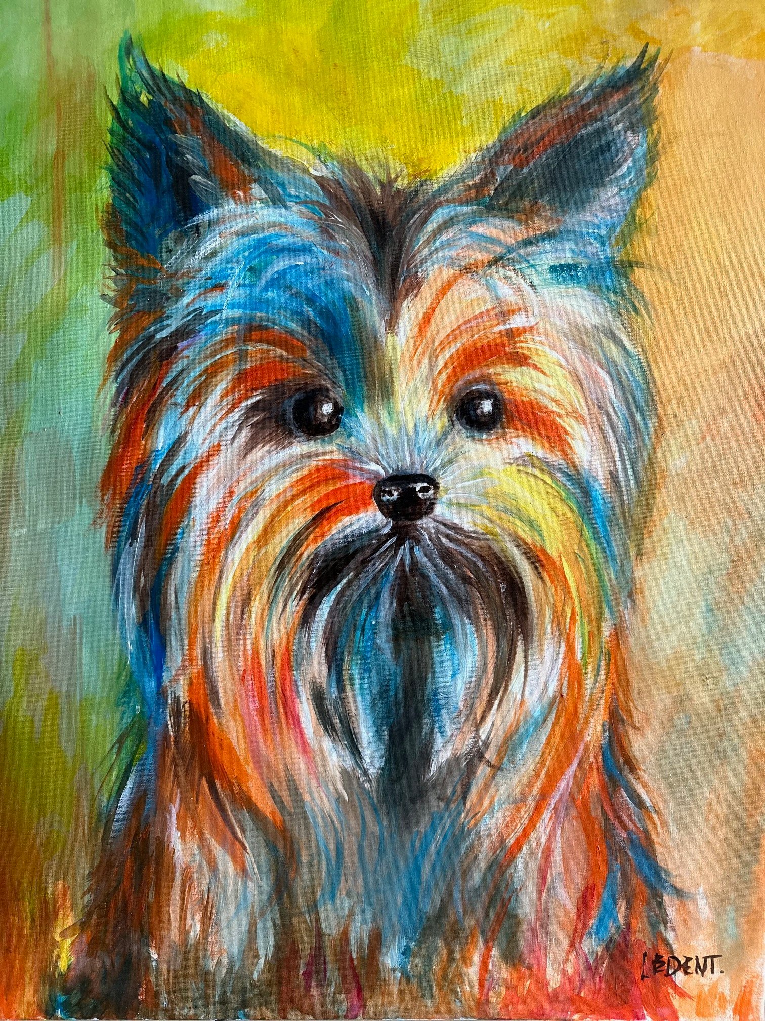 Peinture d'un chien Yorkshire